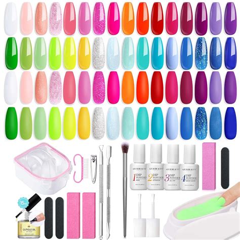 Amazon AZUREBEAUTY 42 Pcs Dip Powder Nail Kit Spring Summer Bright