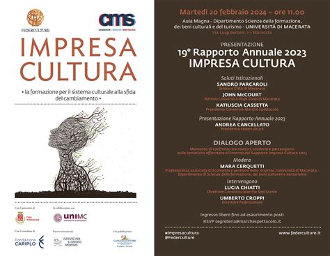 Rapporto Annuale Impresa Cultura Consorzio Marche Spettacolo