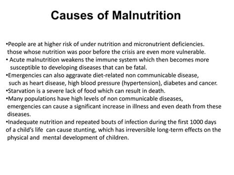 CAUSES OF MALNUTRITION IN EMERGENCIES SITUATION | PPT | Free Download