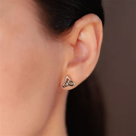 Silver Celtic Trinity Knot Stud Earrings ShanOre Irish Jewlery