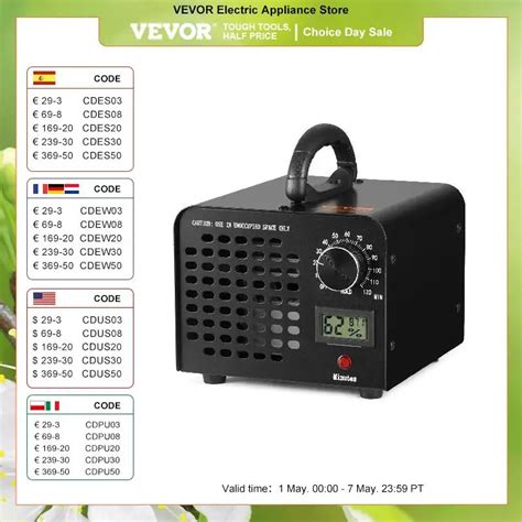 Generator Ozonu VEVOR 12000 36000 24000mg H Generator Ozonu