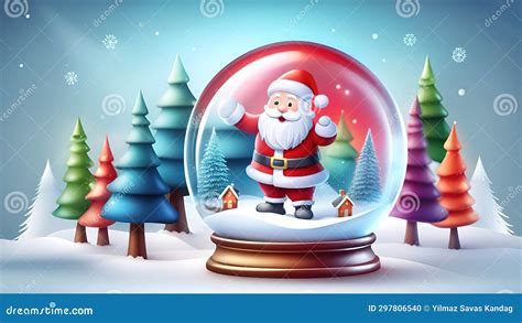 Snow Globe with Christmas Village in Snowfall. Stock Illustration ...