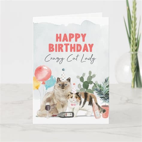 Crazy Cat Lady Birthday Card | Zazzle