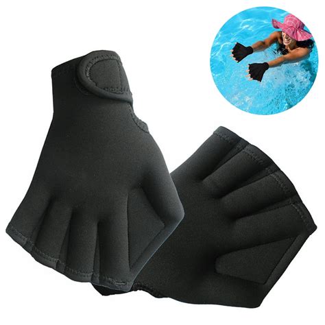 1 Pair Webbed Swimming Gloves Aquatic Traning Fit Paddles Water