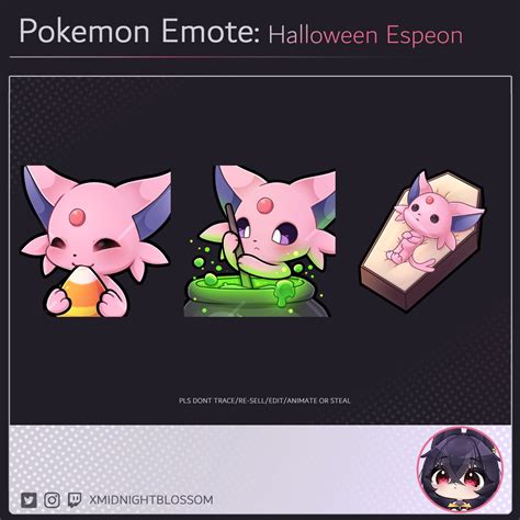 Espeon Pokemon Emote Halloween Set2 Twitch Discord Emotes Etsy