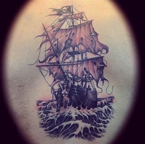 Ship tattoo, Pirate ship tattoos, Compass tattoo design