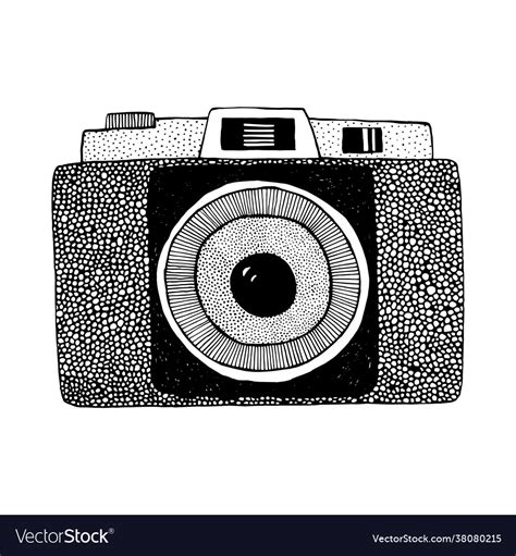 Photo camera doodle isolated Royalty Free Vector Image