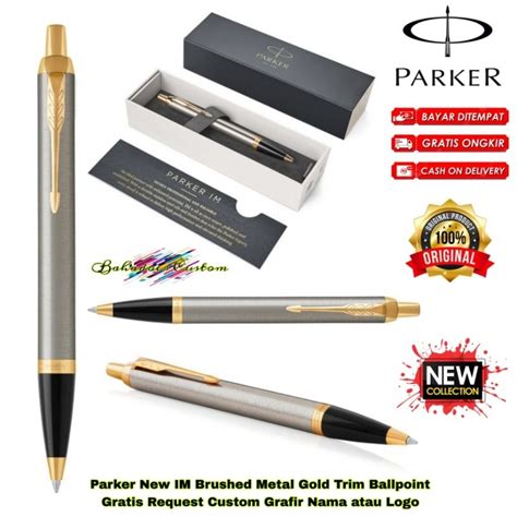 Jual Pulpen Parker Original New Im Brushed Metal Design Gold Chrome