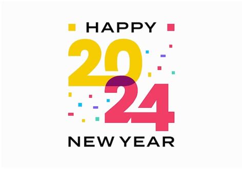 Premium Vector 2024 Happy New Year Number Text Overlapping Color