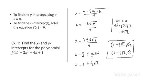 How To Find X And Y Intercepts Given A Polynomial Function Precalculus