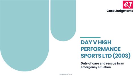 Day v High Performance Sports Ltd (2003) - Case Judgments
