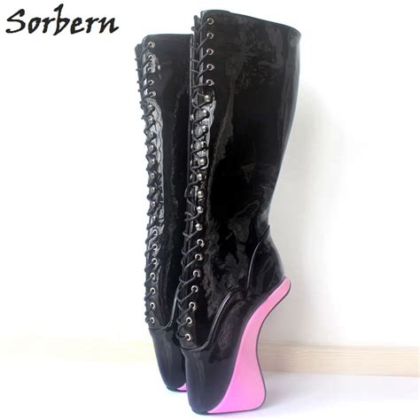 Sorbern Women Boots Fashion Fetish Shiny Pu Leather Shoes Ballet Boots