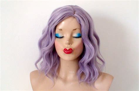 Pastel Smoky Lavender Wig 16 Wavy Hair Wig Lace Front Etsy