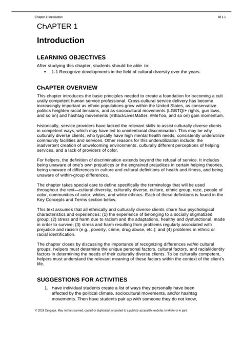 Manual, summaries, answers: Cultural Diversity A Primer for the Human
