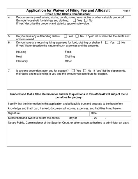 Application For Waiver Of Filing Fee And Affidavit Connecticut In