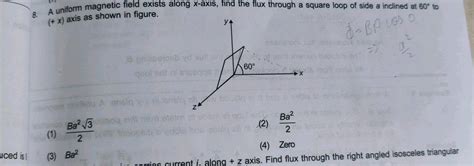 Magnetic Field Exists Along X Axis The Flux Through A Square Loop Of