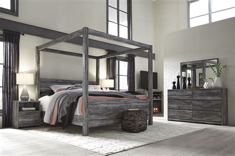 Baystorm Gray King Canopy Bed from Ashley | Coleman Furniture