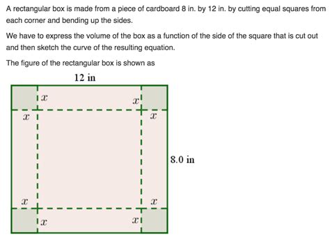 Solved A Rectangular Box Is Made From A Piece Of Cardboard 8 Chegg