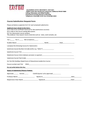 Fillable Online Csueastbay Petition For Substitution Doc