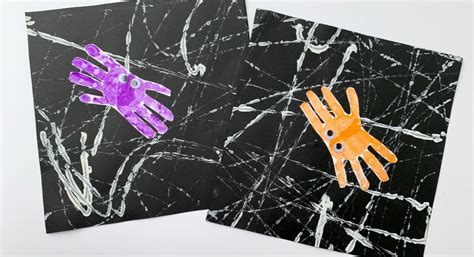 Easy Halloween Craft Handprint Spider Marble Painted Web