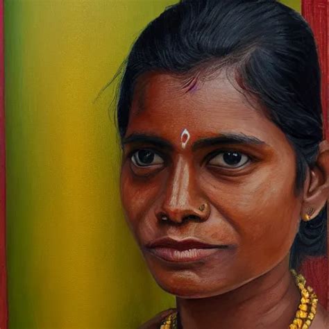 Sri Lankan Woman Portrait Painting By Aaron Griffin Stable