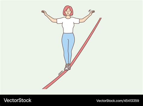 Woman Walking Tightrope Royalty Free Vector Image