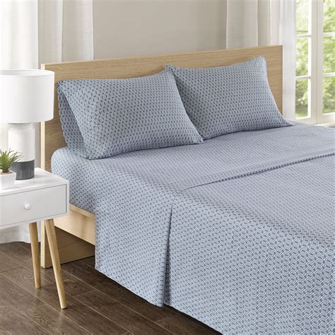 Comfort Spaces Diamond 100 Cotton Printed Sheet Set Queen Blue