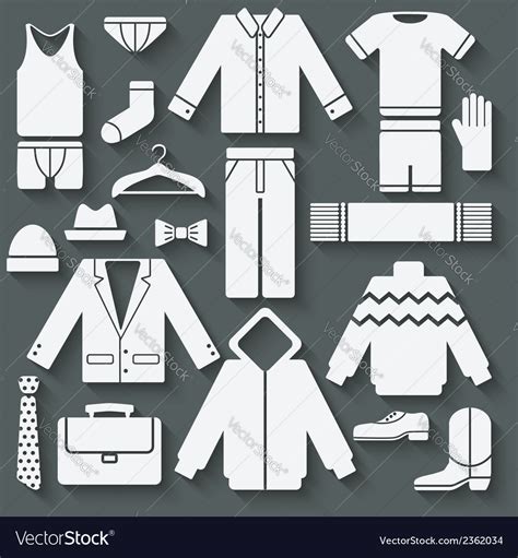 Menswear Icons Set Royalty Free Vector Image Vectorstock