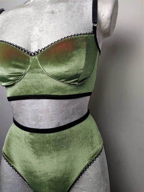 Velvet Lingerie Set Longline Balconette Top Retro Etsy Retro Lingerie