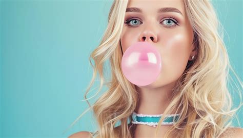 Bubbly Blonde A Stunning Fashion Portrait Of A Pink Bubble Gum Blower