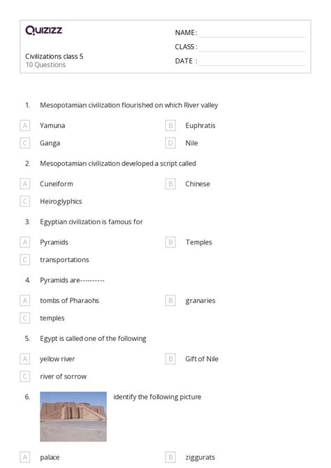 The Indus Civilization Worksheets For Th Class On Quizizz Free