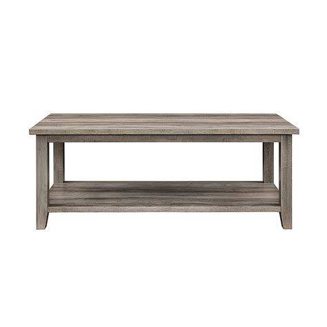 Walker Edison Modern Minimal Coffee Table With Lower Shelf Grey