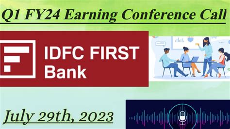 Idfc First Bank Share Q1 Fy24 Earnings Conference Call Idfc First Bank Share Latest News Youtube