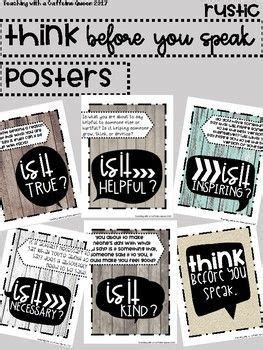 Think Posters: Think Before You Speak Posters { Rustic } | Think poster ...