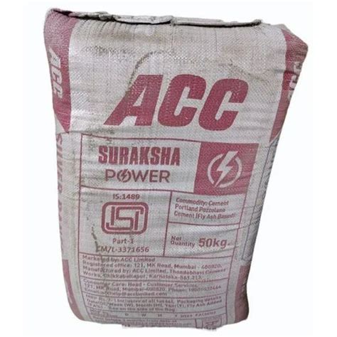 Packaging Size 50 KG Acc Suraksha Cement Cement Grade Grade 43 At Rs