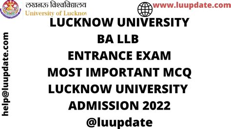 Ba Llb Entrance Exam 2022 Most Important Mcq For Lucknow University