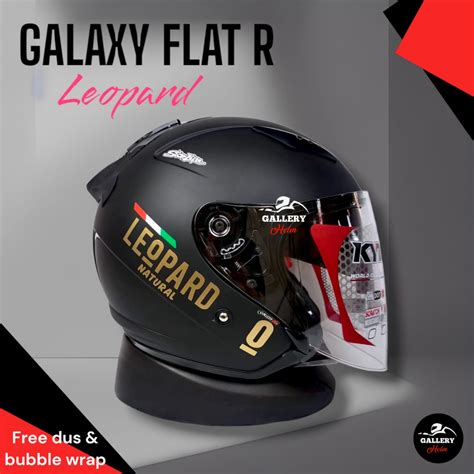 Jual Kyt Galaxy Flat R Hitam Doff Leopard Helm Kyt Half Face Shopee