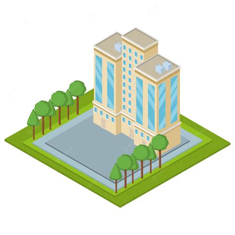 Torre De La Empresa Edificio Isométrico Vector Premium