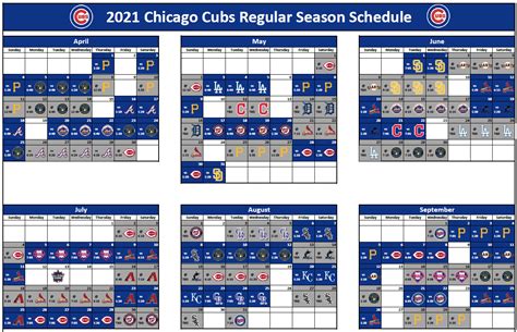 Printable Chicago Cubs Schedule Printable Free Templates