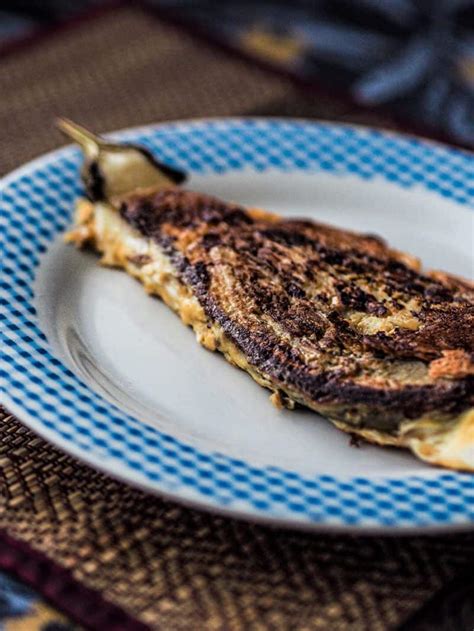 Vegetarian Filipino Eggplant Omelet Tortang Talong Recipe