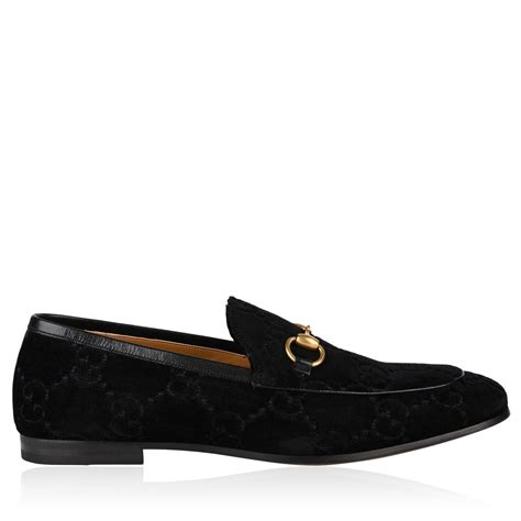 Gucci Jordaan Gg Velvet Loafers Men Black Velvet Flannels