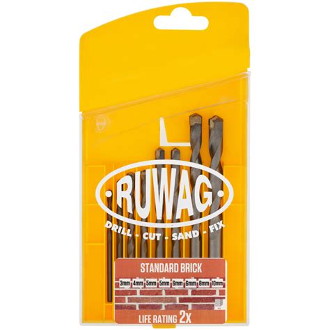 Ruwag Standard Brick Drill Bit Set 8 Piece Power Tool Parts