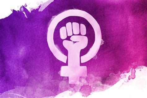 Ilustraci N Acuarela Bandera Feminista Con Pu O Y S Mbolo Femenino