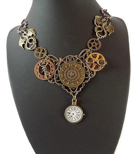 Collier Steampunk Montre Dragons Lunette Engrenages Collier Par