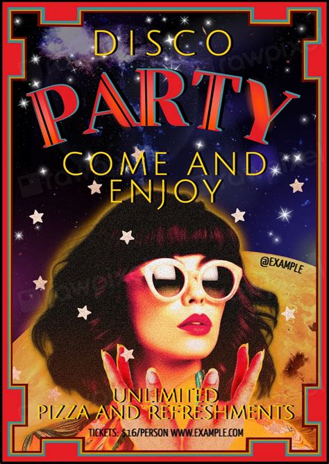 Disco Party Poster Template Editable Premium Editable Template