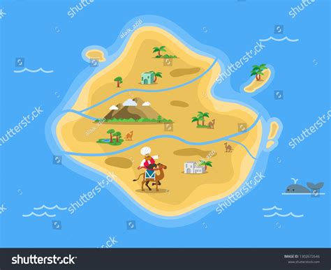 Desert Island Map Middle Ocean Stock Vector (Royalty Free) 1302672646 ...