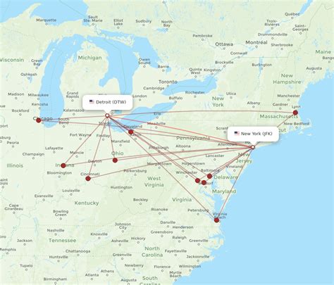 All Flight Routes From New York To Detroit JFK To DTW Flight Routes