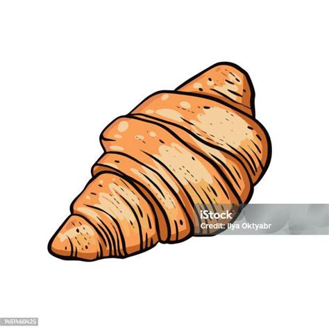 Ilustración De Croissant Dibujado A Mano Colorido Estilo Dibujos