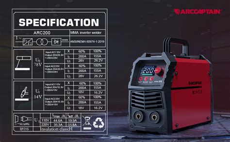 ARCCAPTAIN Stick Welder Large LED Display 200A ARC Lift TIG Welding