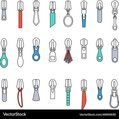 Flat isolated zipper pullers various puller Vector Image